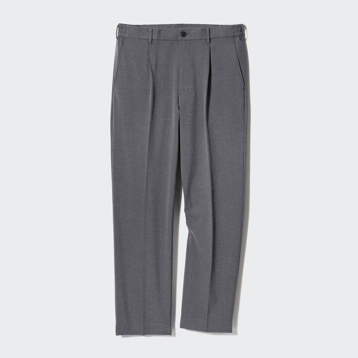 pantalones anchos plisados uniqlo grises para hombre