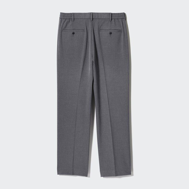 pantalones anchos plisados uniqlo grises para hombre
