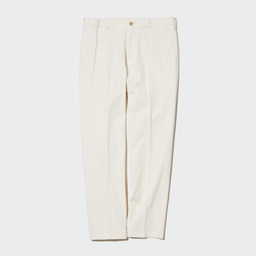 pantalones blancos uniqlo smart cotton hasta los tobillos para hombre