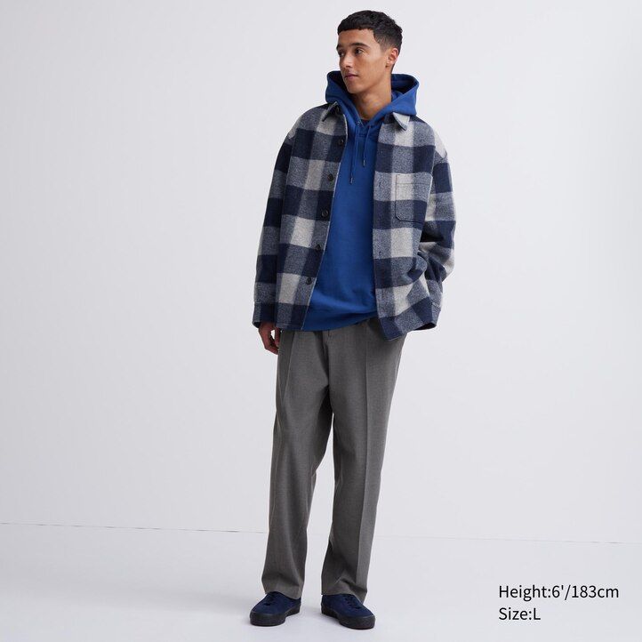 pantalones anchos plisados uniqlo para hombre en beige
