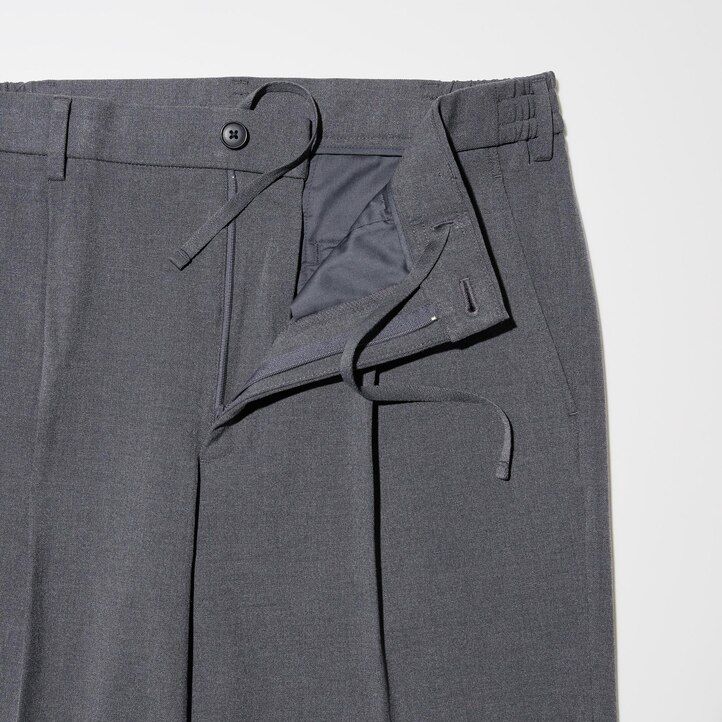 pantalones anchos plisados uniqlo para hombre en beige