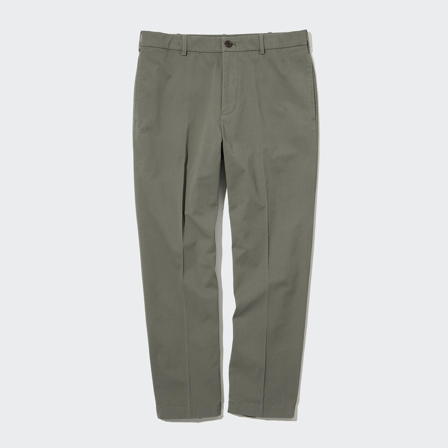 pantalones tobilleros de algodón elegante uniqlo color oliva para hombre