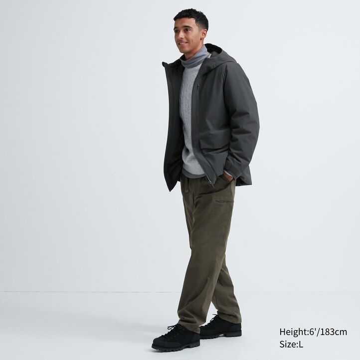 pantalones negros con forro cálido uniqlo heattech para hombre