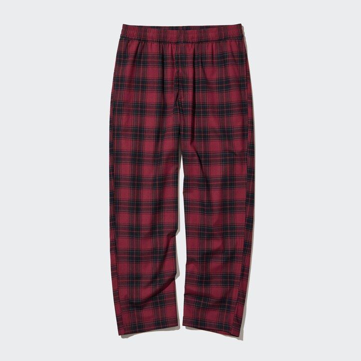 pantalones tobilleros de franela uniqlo con estampado sencillo para hombre color rojo
