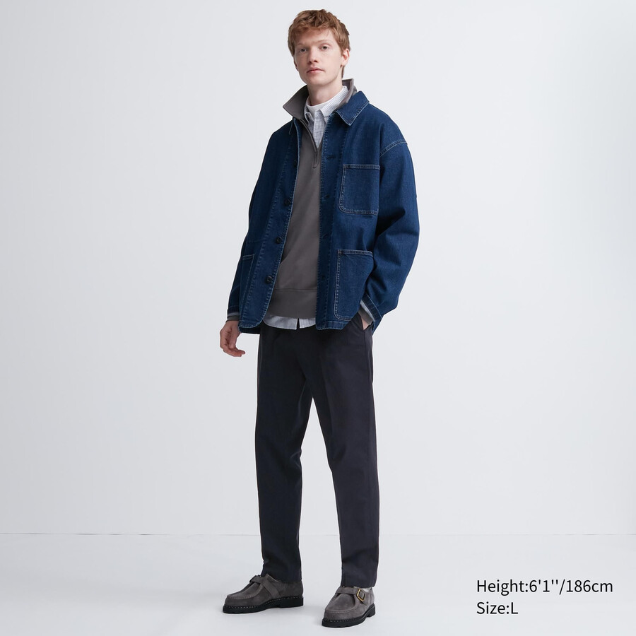 pantalones tobilleros de algodón elegante uniqlo para hombre color azul marino