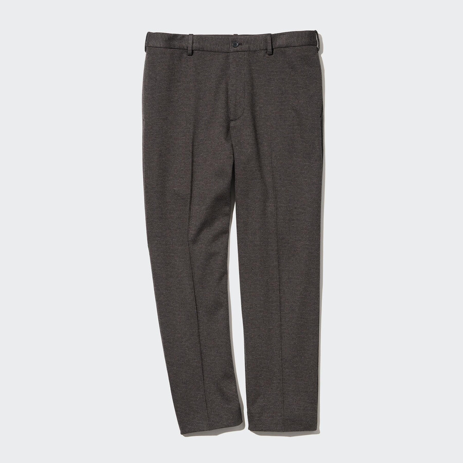 pantalones tobilleros de pata de gallo elegantes de uniqlo para hombre en marrón oscuro