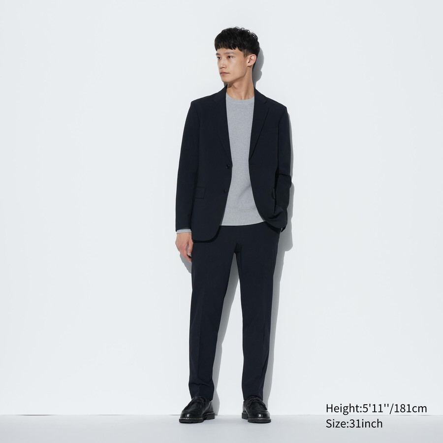 pantalones de lana ultraligeros airsense de uniqlo para hombre color azul marino