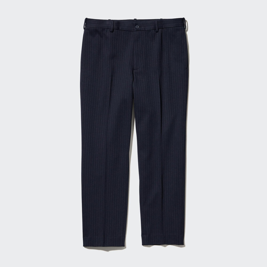 pantalones tobilleros elegantes de rayas uniqlo para hombre en azul marino