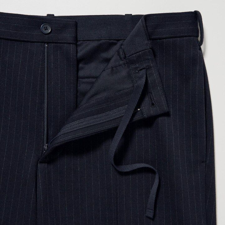pantalones tobilleros elegantes de rayas uniqlo para hombre en azul marino
