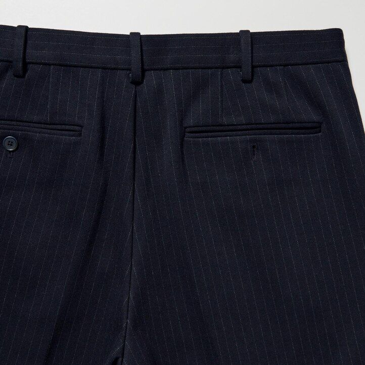 pantalones tobilleros elegantes de rayas uniqlo para hombre en azul marino