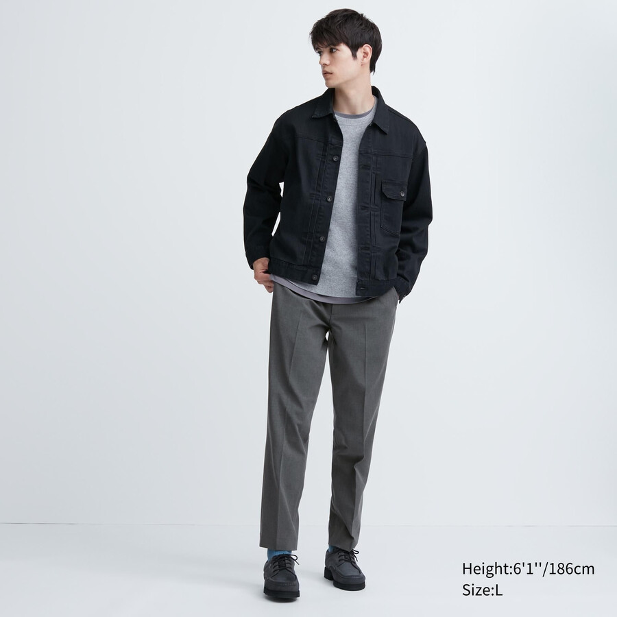 pantalones tobilleros de lana elegante uniqlo para hombre color gris