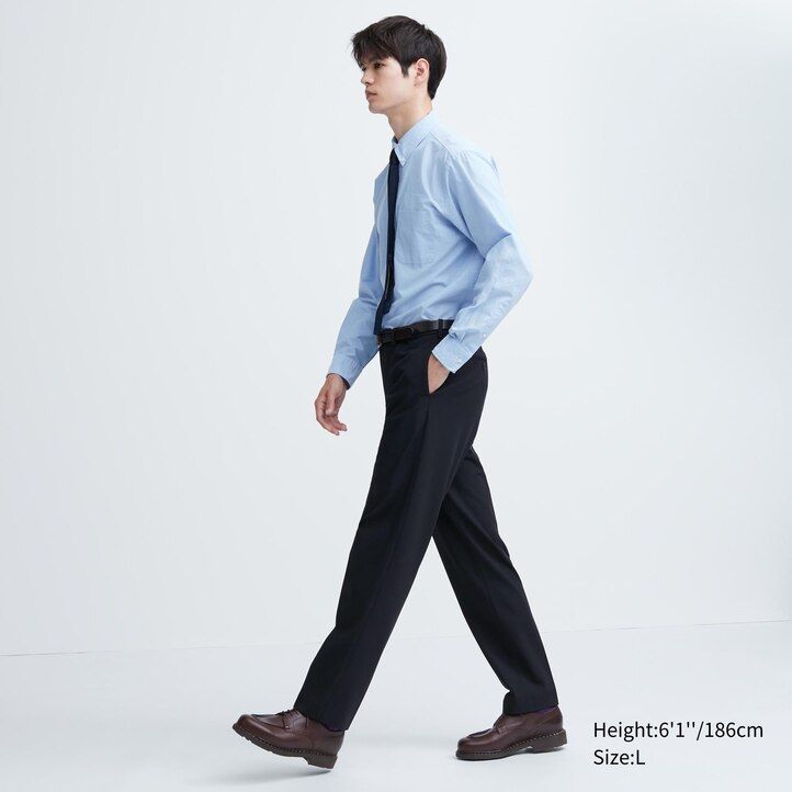 pantalones tobilleros de lana elegante uniqlo para hombre color gris