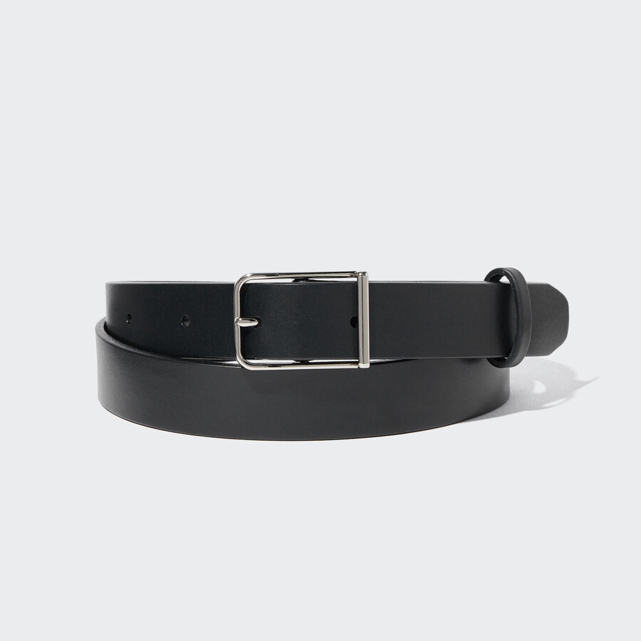 cinturón con hebilla cuadrada redondeada uniqlo para mujer color negro