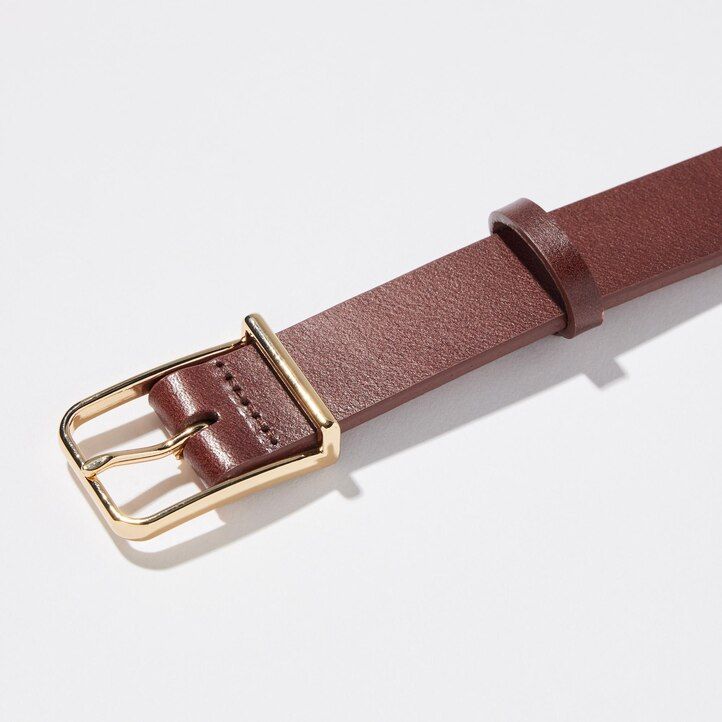 cinturón con hebilla cuadrada redondeada uniqlo para mujer color negro