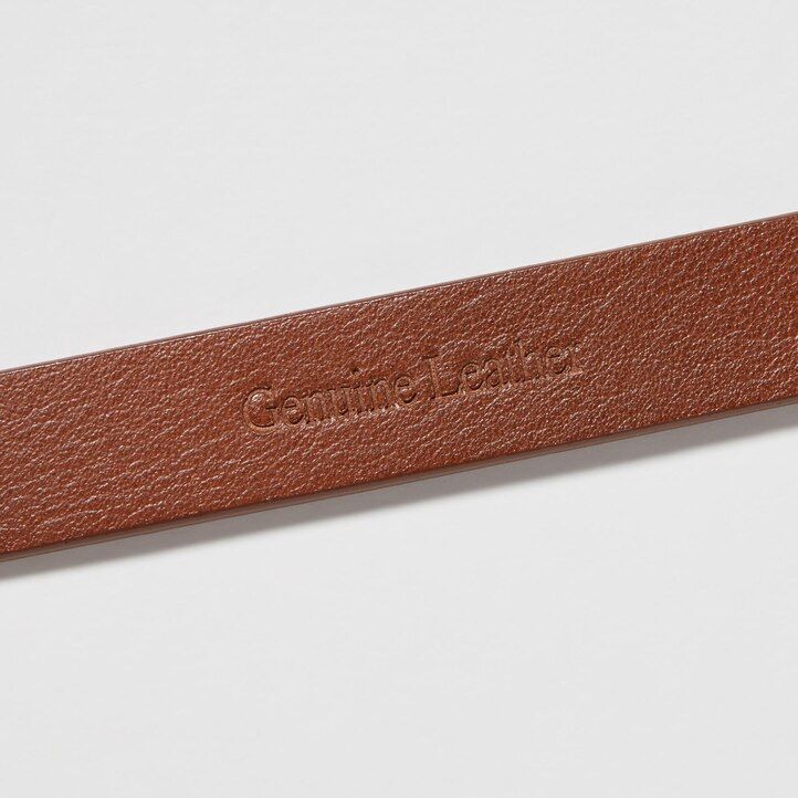 cinturón estrecho de piel marrón uniqlo con doble anilla para mujer