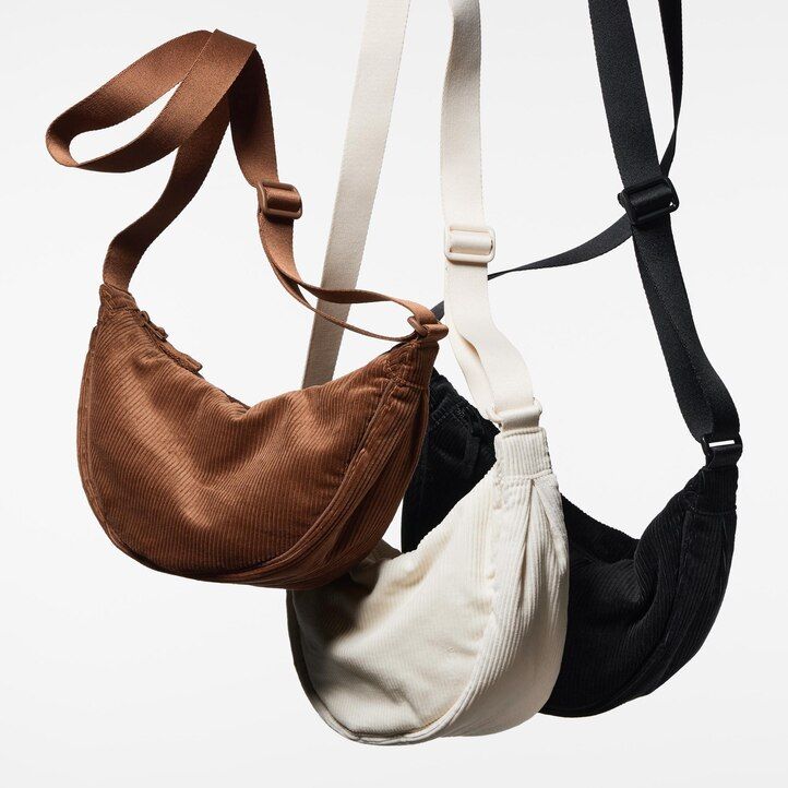 bolso de hombro mini redondo uniqlo de pana color oliva para mujer