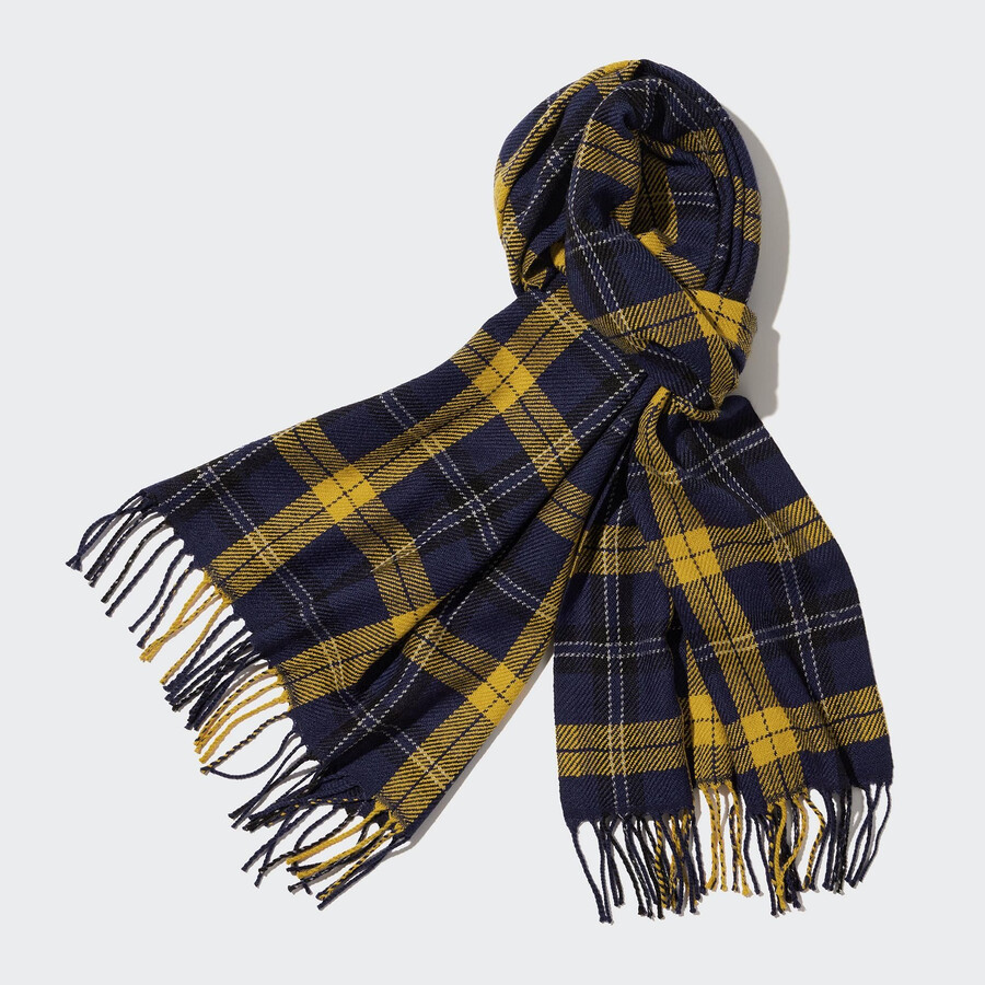 bufanda estampada uniqlo heattech para mujer color amarillo