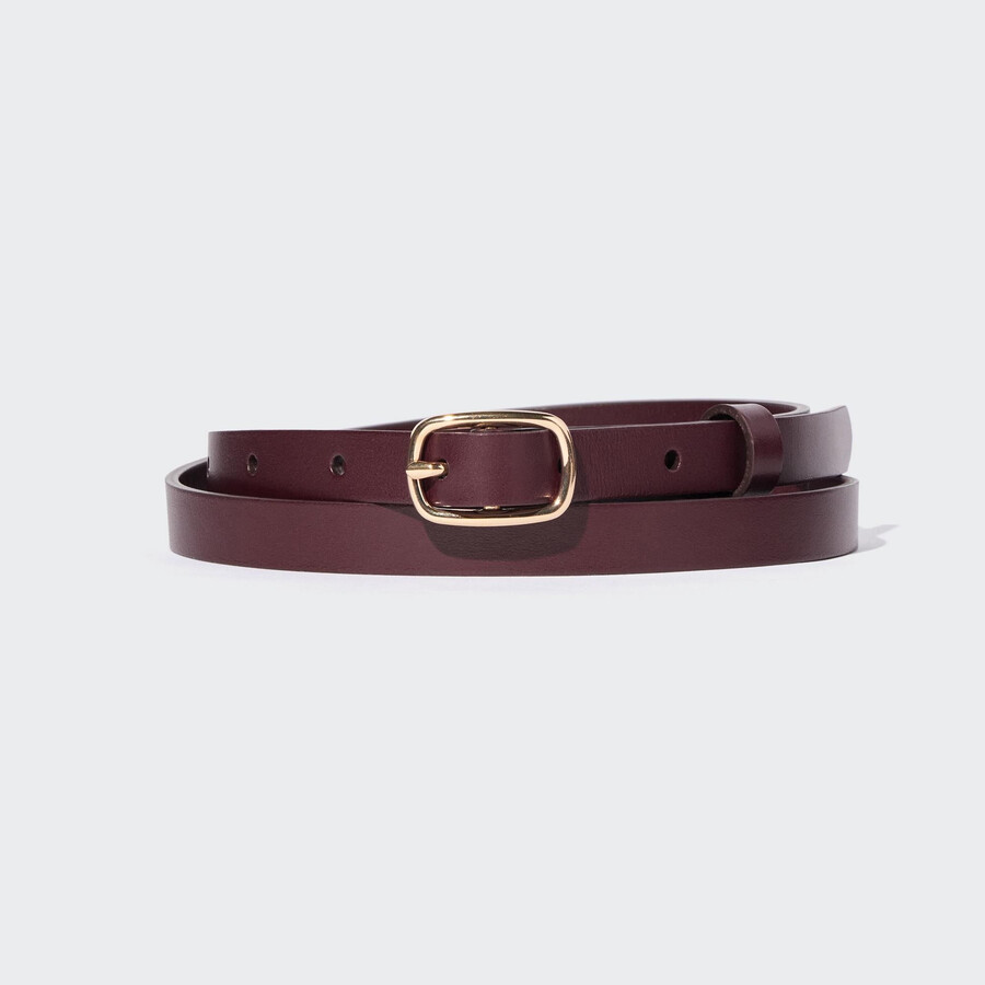 cinturón fino uniqlo burdeos para mujer