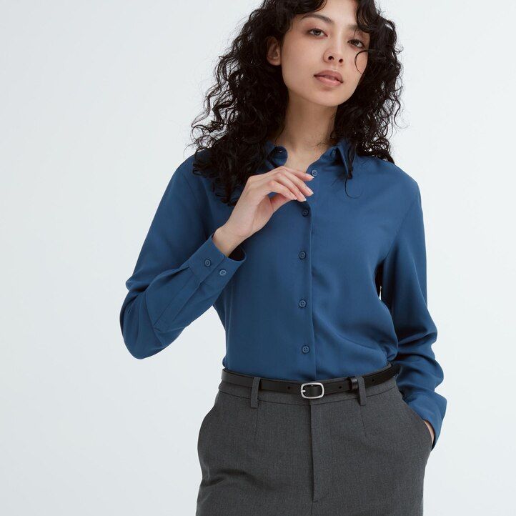 cinturón fino uniqlo burdeos para mujer