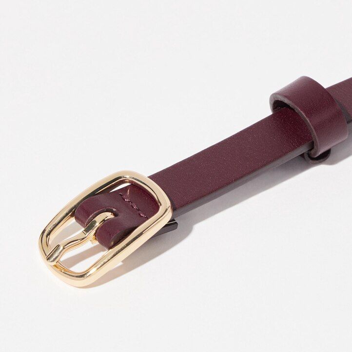 cinturón fino uniqlo burdeos para mujer