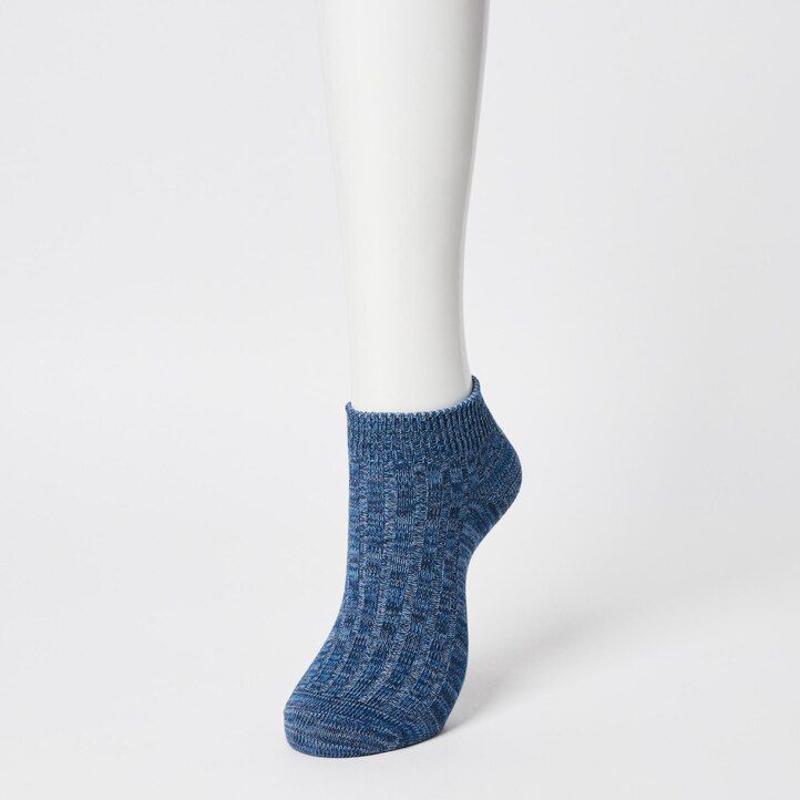 calcetines de mujer uniqlo de tres pares de hilo mixto acanalados en rosa