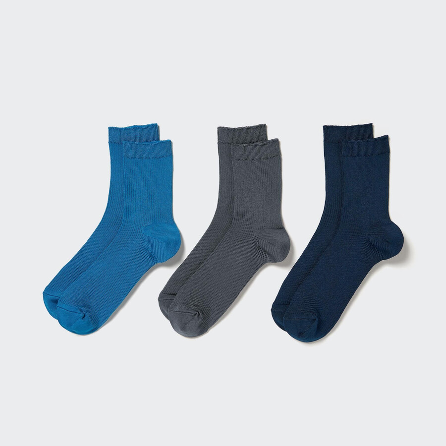 calcetines uniqlo de canalé para mujer tres pares azules