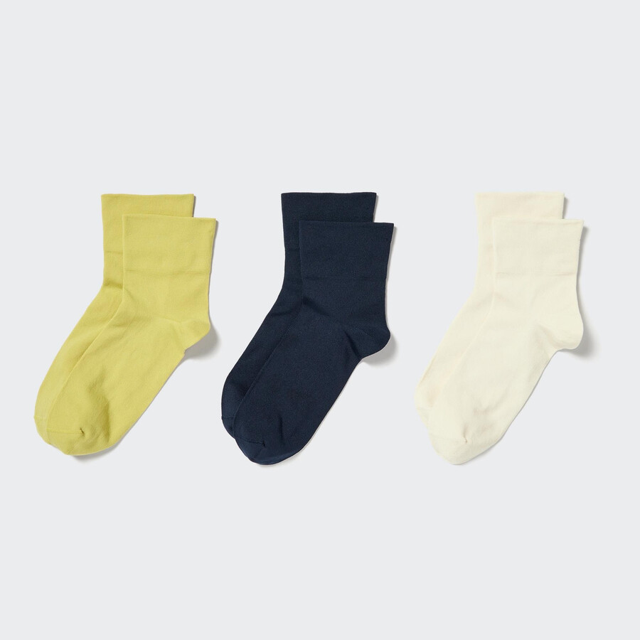 calcetines cónicos uniqlo crew de tres pares para mujer color verde
