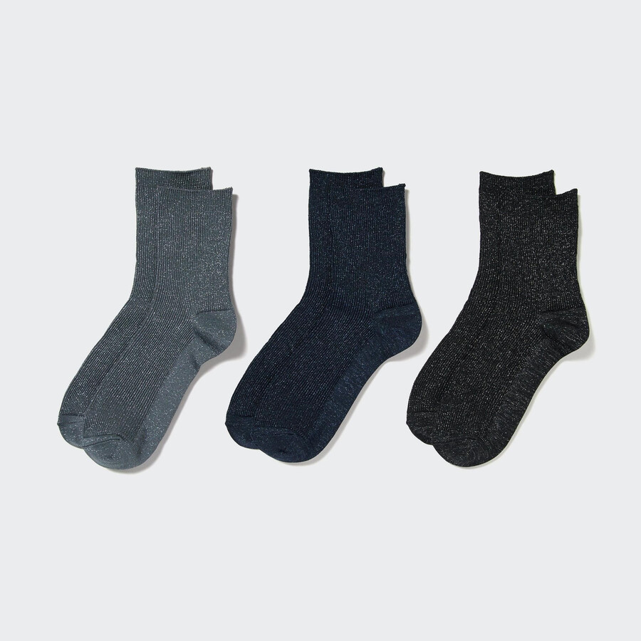 calcetines uniqlo glitter three pairs para mujer gris oscuro