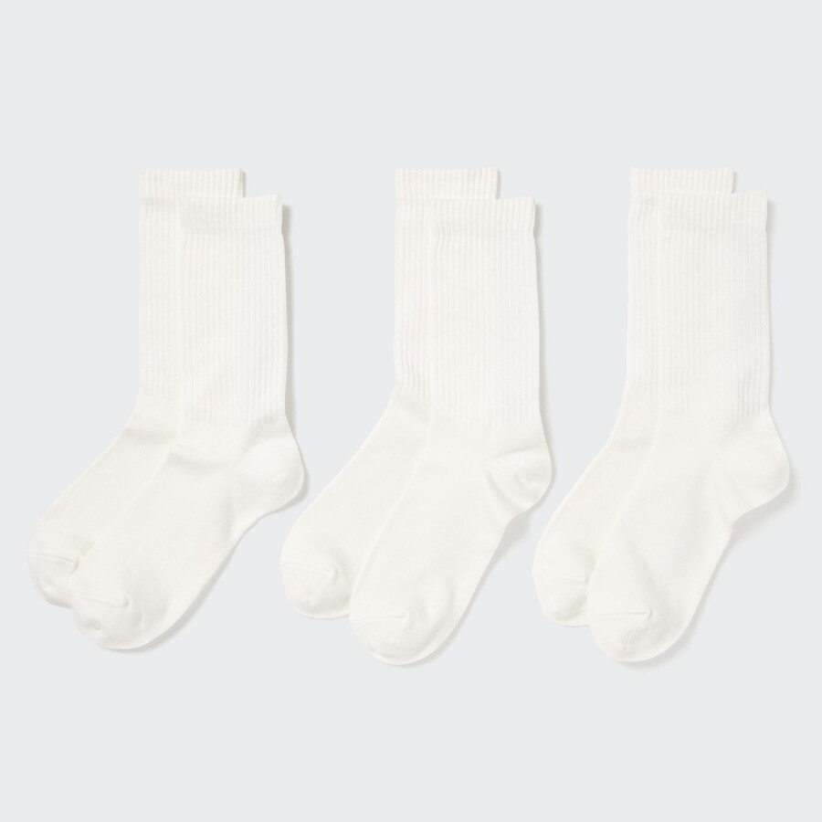 calcetines uniqlo de canalé para mujer tres pares blancos