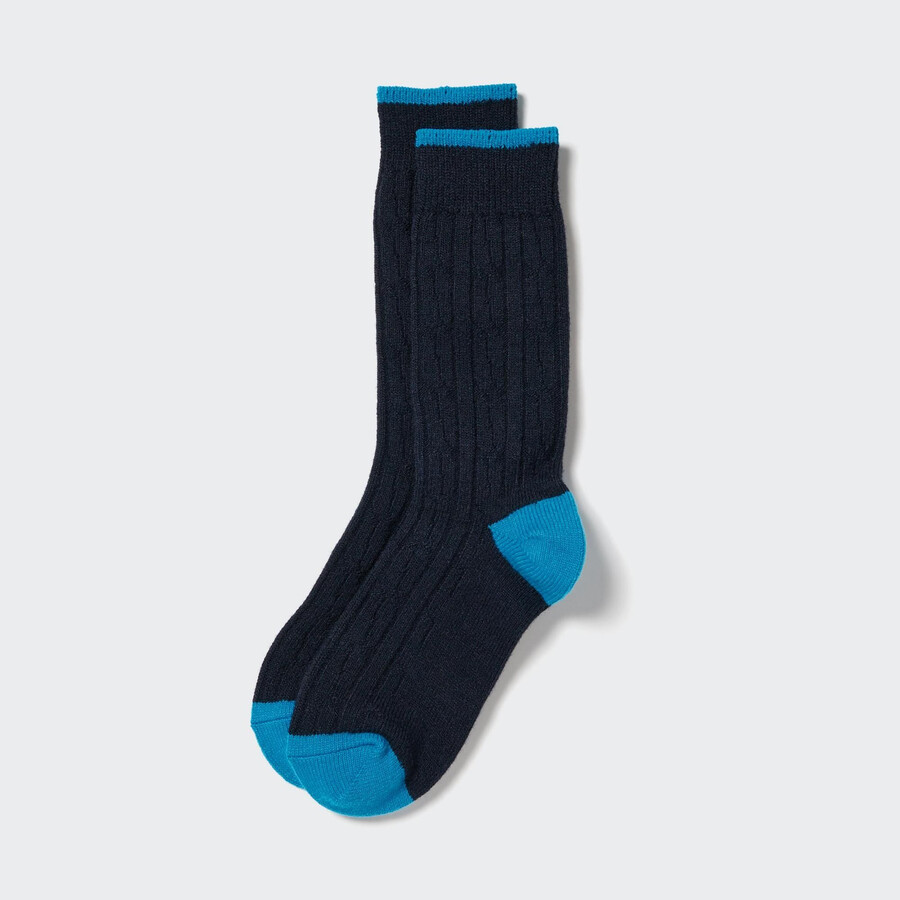 calcetines térmicos de punto uniqlo heattechble para mujer color azul marino