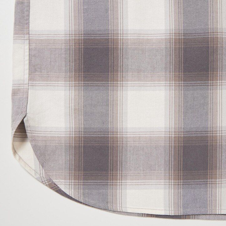 blusa de cuadros con mangas suaves y cepilladas uniqlo para mujer gris