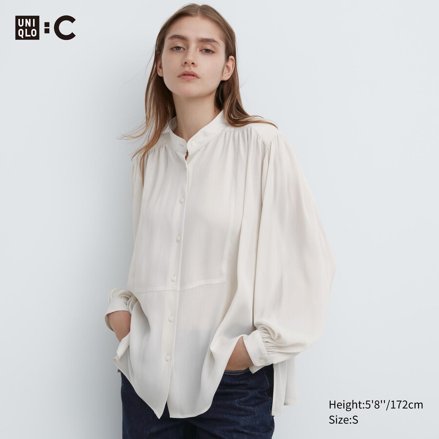 blusa volumen uniqlo para mujer blanca