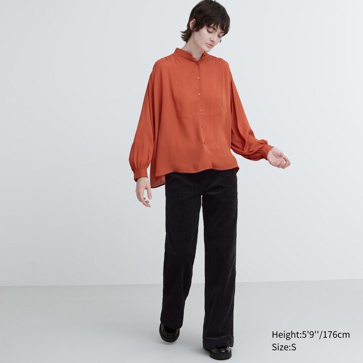 blusa volumen uniqlo para mujer blanca