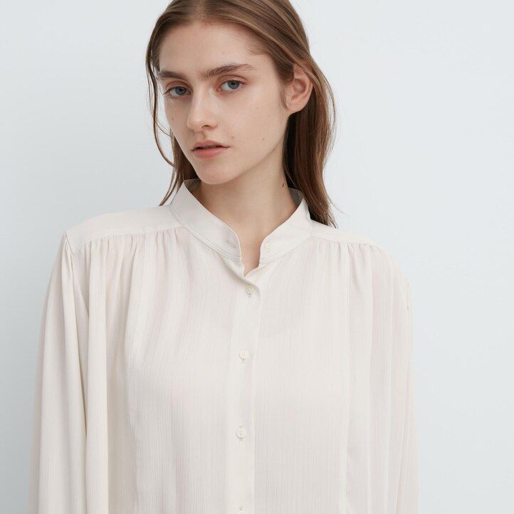 blusa volumen uniqlo para mujer blanca