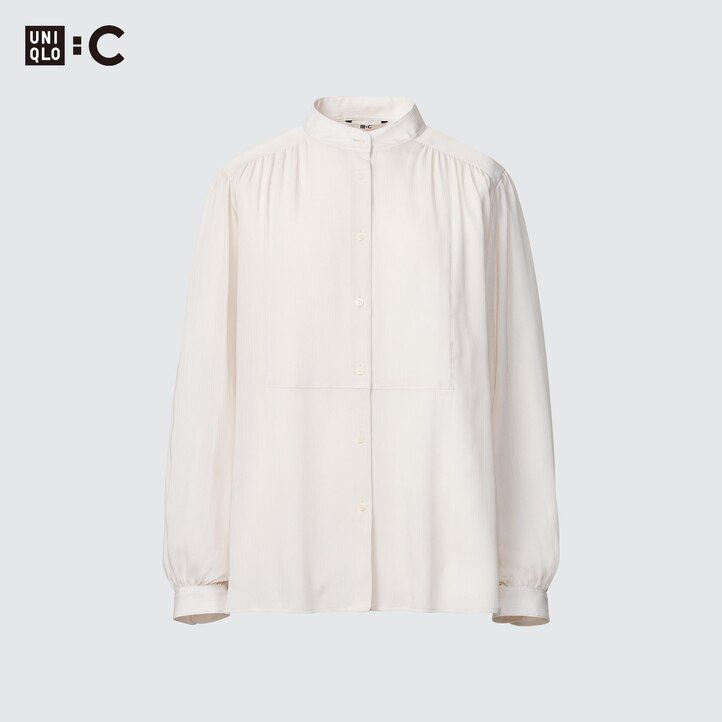 blusa volumen uniqlo para mujer blanca