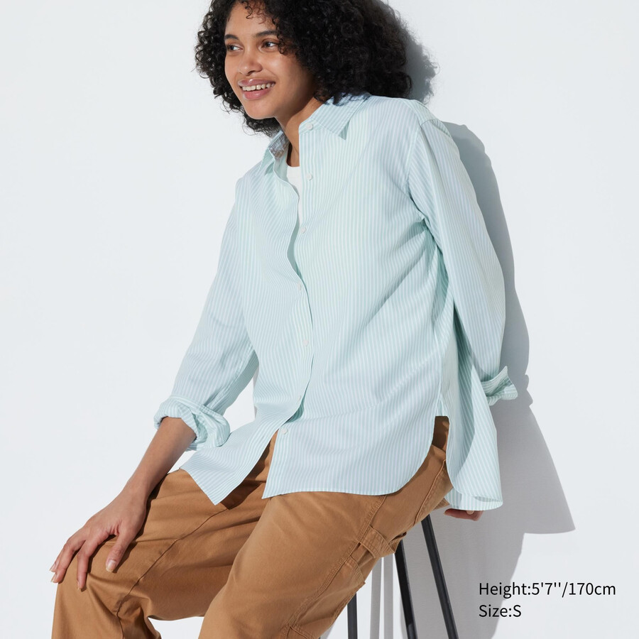 blusa de mujer uniqlo de algodón extrafino con mangas a rayas verde