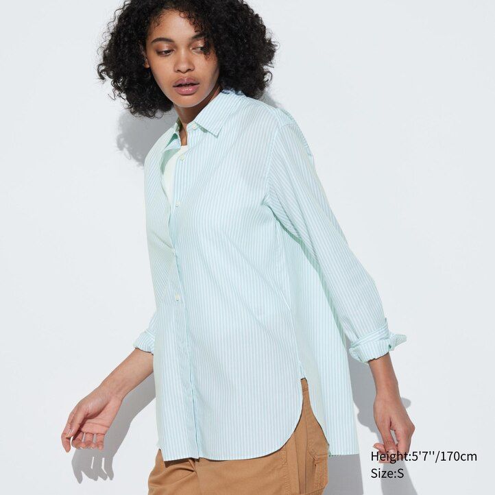 blusa de mujer uniqlo de algodón extrafino con mangas a rayas verde