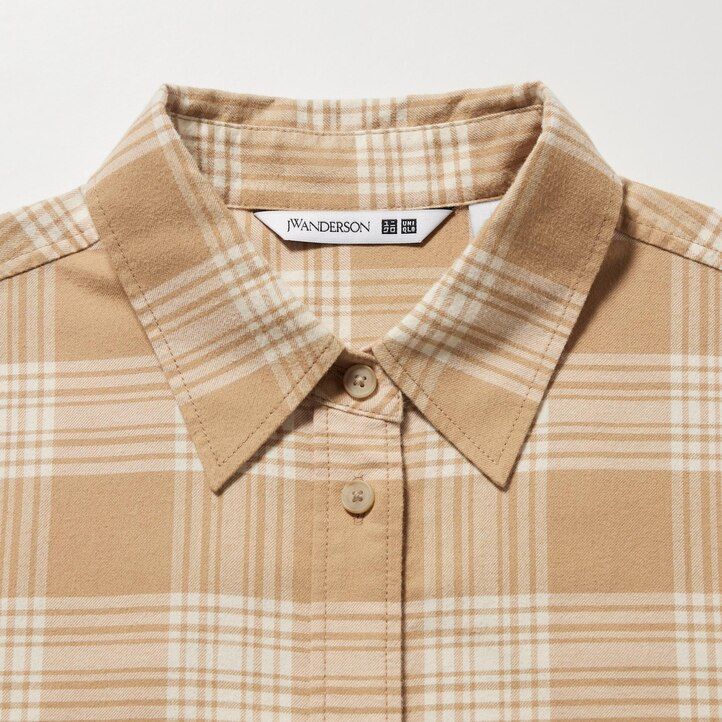 blusa de franela a cuadros uniqlo para mujer en beige