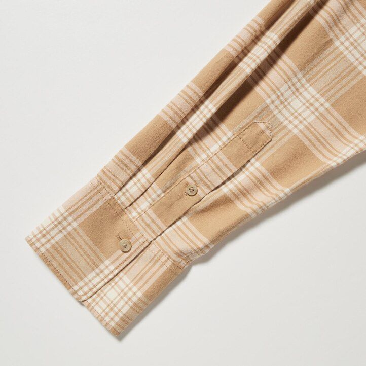 blusa de franela a cuadros uniqlo para mujer en beige