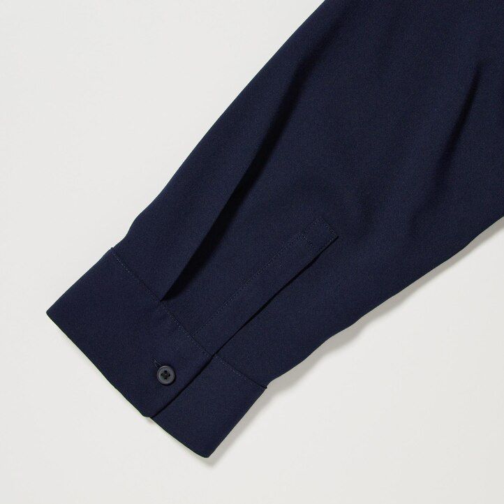 blusa de mujer uniqlo de rayón color oliva con cuello alto y mangas 34