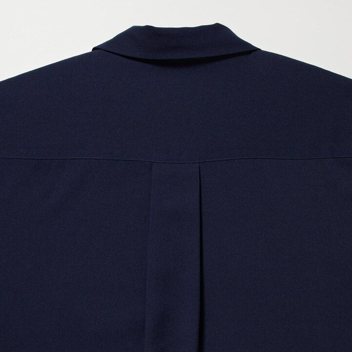 blusa de mujer uniqlo de rayón color oliva con cuello alto y mangas 34