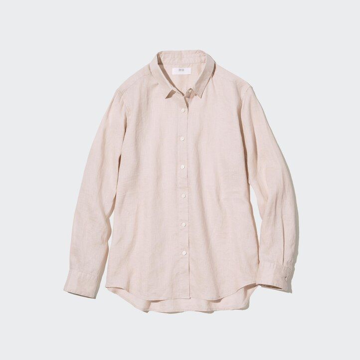 blusa verde uniqlo de lino premium 100 para mujer