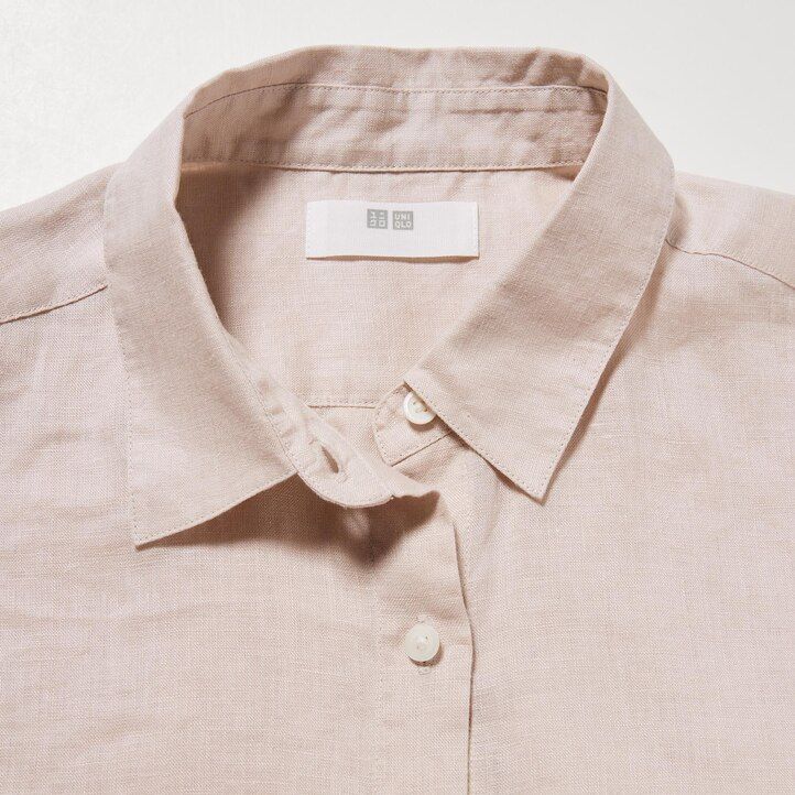 blusa verde uniqlo de lino premium 100 para mujer
