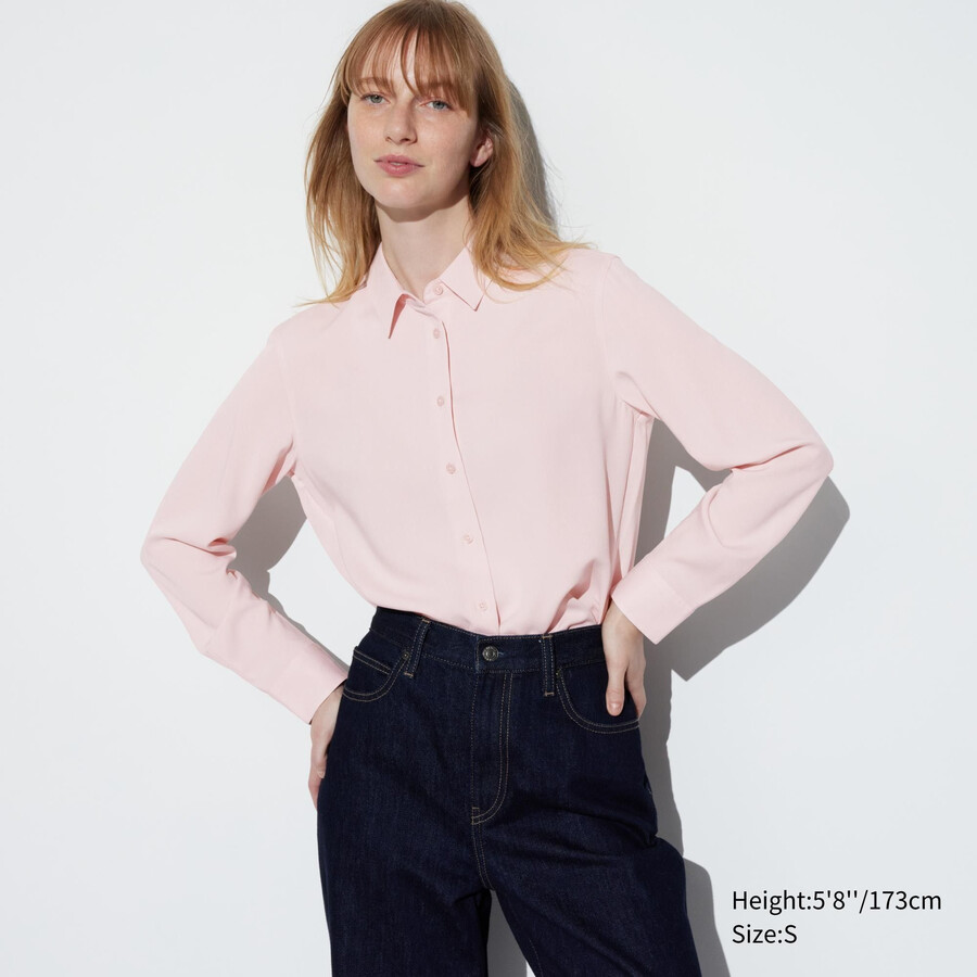 blusa rosa uniqlo de rayón con mangas para mujer