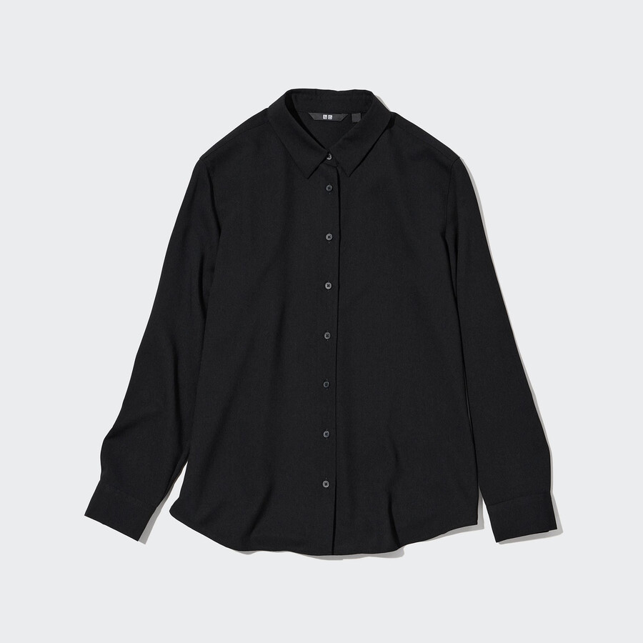 blusa negra con mangas de rayón uniqlo para mujer