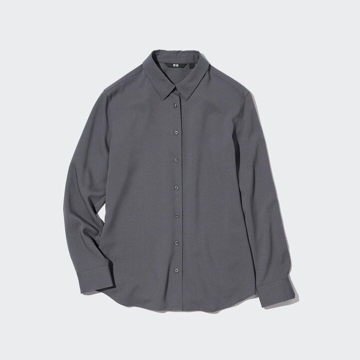 blusa negra con mangas de rayón uniqlo para mujer