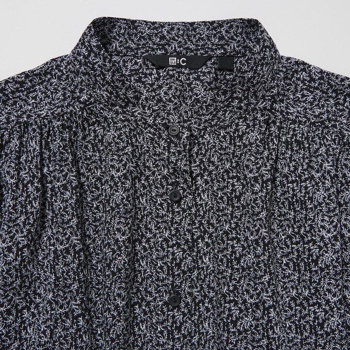blusa uniqlo estampada con volumen azul para mujer
