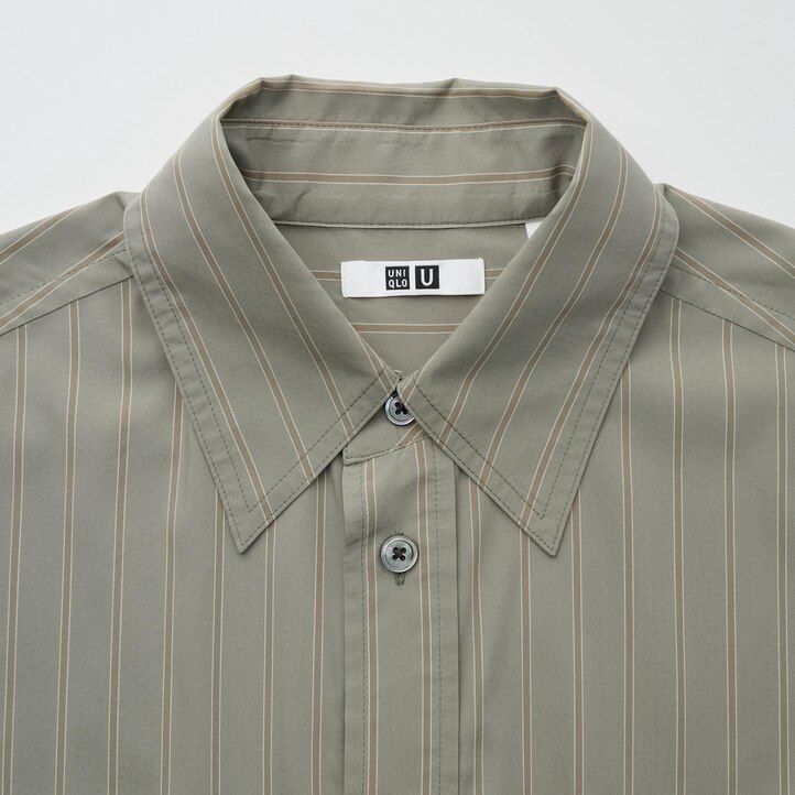 blusa de rayas drapeadas con mangas uniqlo para mujer en beige