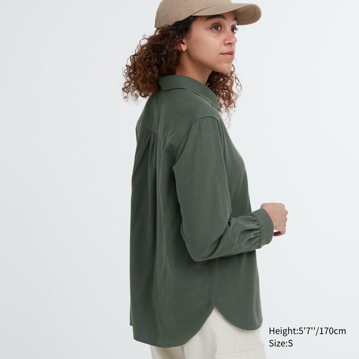blusa uniqlo rosa con mangas suaves y cepilladas para mujer