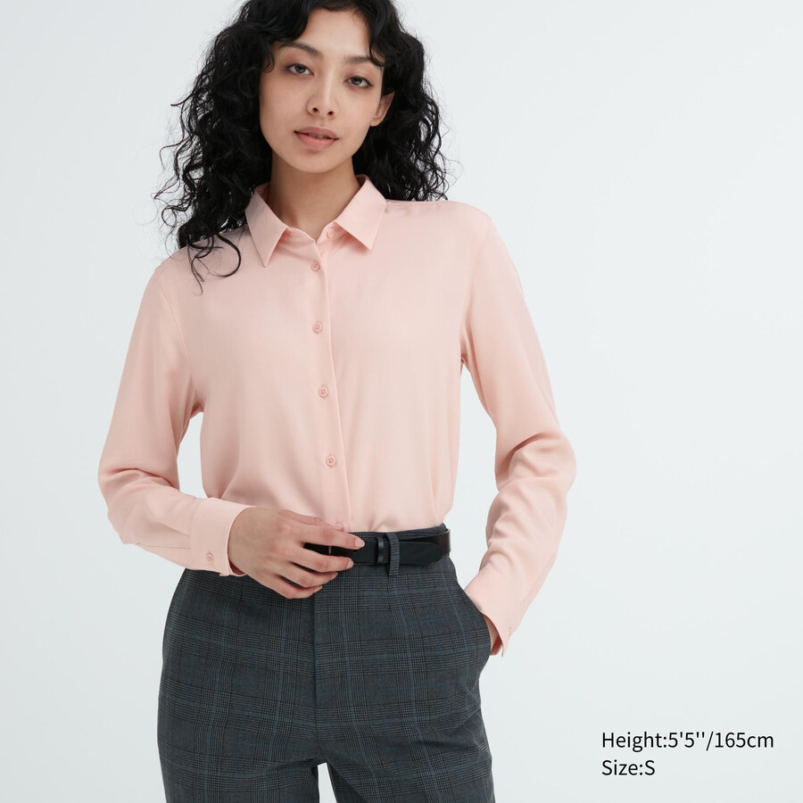 blusa con mangas de rayón uniqlo para mujer color rosa